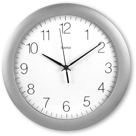 Décoration Maison Horloge Murale Radio-Pilotée Hama Extra | Affichage Date Et Température - Blanc/Argent Affichage Analogique Numérique