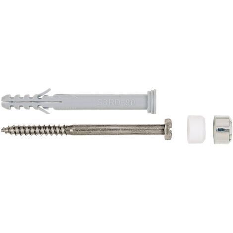 Fischer – Fixation pour WC 553883 – Lot de 2 chevilles nylon S 8 – Vis à bois laiton 6x85mm – Capuchons chrome et blanc - D878742