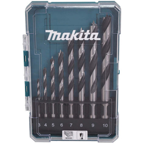 Makita – Set de perçage bois 8 pièces – Forets brad point 3-10mm pour perceuse tige cylindrique – D77257