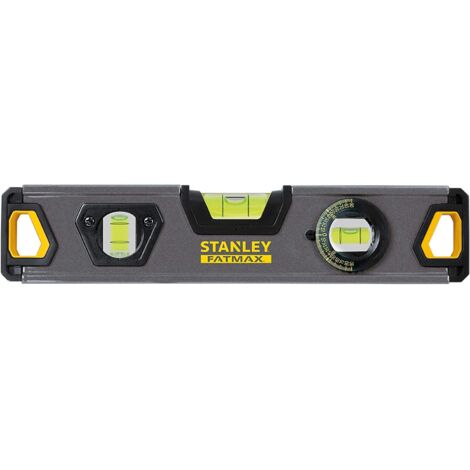Stanley – Niveau à bulle magnétique 23 cm – 2 fioles fixes et 1 rotative – Aluminium solide – Aimants puissants – XTHT042495