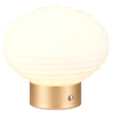 REALITY LEUCHTEN R57771101 EARL R57771101 LAMPE DE TABLE À 4 LED AVEC BATTERIE EN MÉTAL LAITON MAT ET VERRE BLANC 1,5 W (1/3)