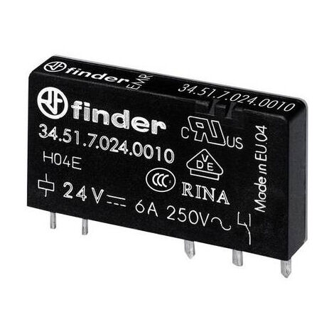 FINDER 34.51.7.024.5000 RELAIS POUR CIRCUITS IMPRIMÉS 24 V/DC 6 A 1 INVERSEUR (RT) 20 PC(S)