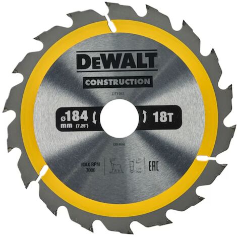 Lame de scie circulaire DeWalt DT1941-QZ 184x30mm 18T bois cloué (1/2)