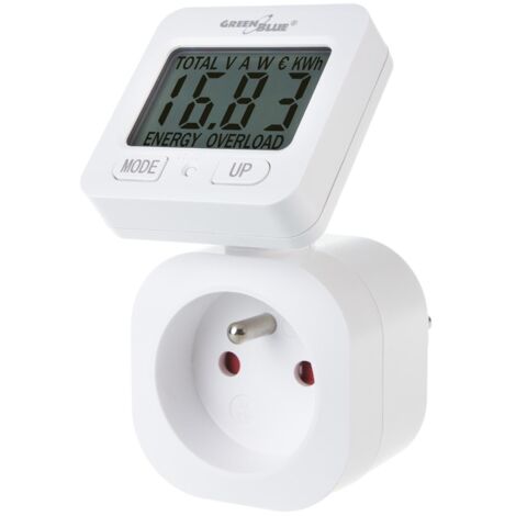 GREENBLUE GB615 COMPTEUR D'ÉNERGIE WATTMÈTRE 16A MAX. 3680W MÉMOIRE SECONDAIRE (PRISE E FRANÇAISE) GB615E (1/5)