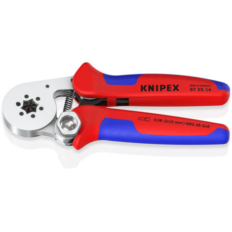 KNIPEX 97 55 14 SB Pince à sertir auto-ajustable pour embouts de câble avec accès latéral avec poignées multimatières chromée 180 mm (1/10)