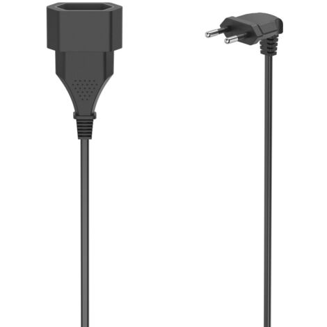 RALLONGE AVEC PRISE EUROPéENNE COUDéE, PR L€™INTéRIEUR, 3 M, NOIRE HAMA