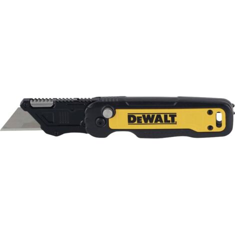 Dewalt – Couteau pliant avec lame trapézoïdale – Ouverture rapide à une main – Changement de lame sans outil – Ergonomie optimisée pour coupe prolongée