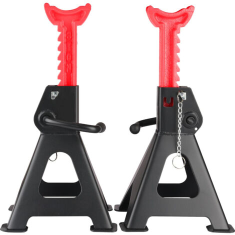 SATKIT Chandelles 3T (Paquet De 2) – 300–415 Mm – À Crémaillère + Goupille – Patins En Caoutchouc Antidérapant– Support De Levage Voiture, SUV Et 4×4