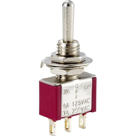 TRU COMPONENTS TC-12819612 INTERRUPTEUR À LEVIER 125 V/AC, 250 V/AC 6 A 1 X (ON)/OFF/(ON) À RAPPEL 1 PC(S) (1/3)