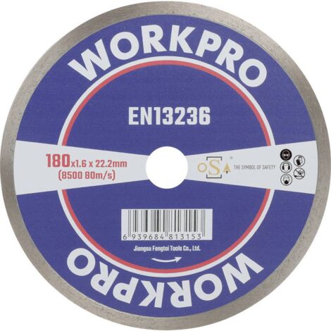WORKPRO GSOSCR-3 DISQUE À TRONÇONNER DIAMANTÉ 180 MM 1 PC(S) CÉRAMIQUE, PORCELAINE, MARBRE, BRIQUE, VERRE, PIERRE À CHAUX, GRANI (1/2)