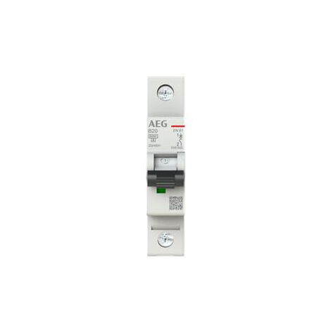 AEG EN61 B20 DISJONCTEUR 1 PÔLE 20 A 6 KA TYPE B PROTECTION CONTRE LES SURCHARGES ET LES COURTS-CIRCUITS IDÉAL POUR LA MAISON, L