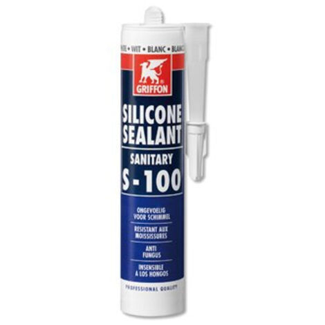 Griffon – Mastic silicone sanitaire transparent 300ml – Étanchéité joints salle de bain – Résistant à l'eau et aux UV – Rendement 8m de joint (1/5)