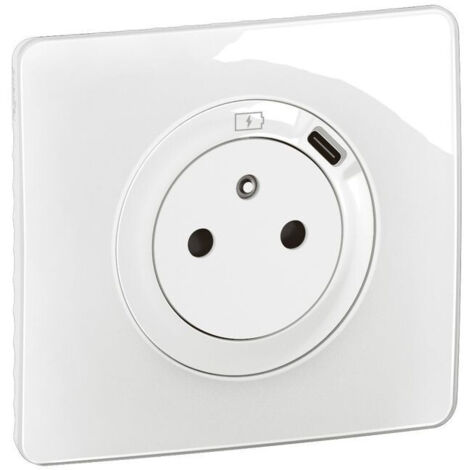 PRISE 2P+T AVEC PRISE USB TYPE-C 7,5W CÉLIANE COMPLET BLANC LEGRAND CG0140 (1/2)