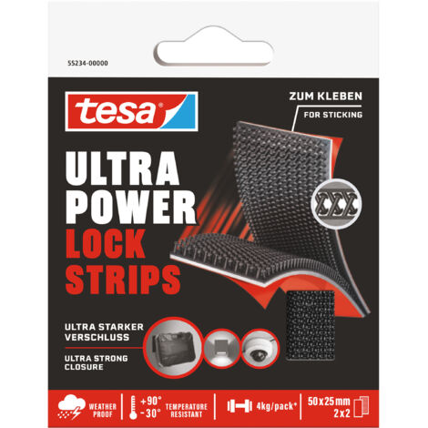 Tesa – Bande auto-agrippante 50 mm x 25 mm – Force de maintien jusqu'à 4 kg – Résistante aux intempéries et UV – Pour applications intérieures et extérieures - Y831983