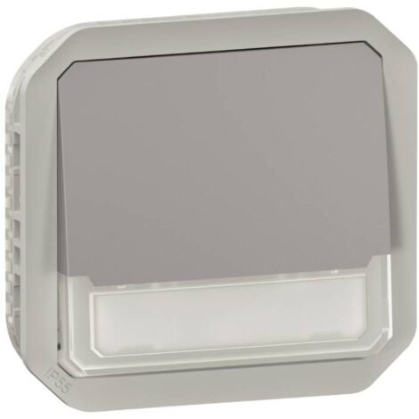 POUSSOIR NON LUMINEUX AVEC PORTE-ÉTIQUETTE LEGRAND PLEXO COMPOSABLE GRIS (1/3)