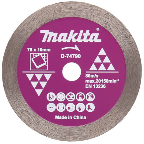 Makita – Disque diamant 76 mm pour meuleuse – Coupe précise céramique – Alésage 10 mm – D77263