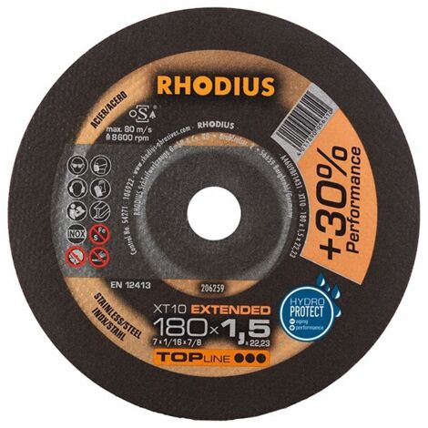 RHODIUS RHODIUS 206259 DISQUE À TRONÇONNER 180 MM 1 PC(S) ACIER INOXYDABLE, ACIER (1/2)