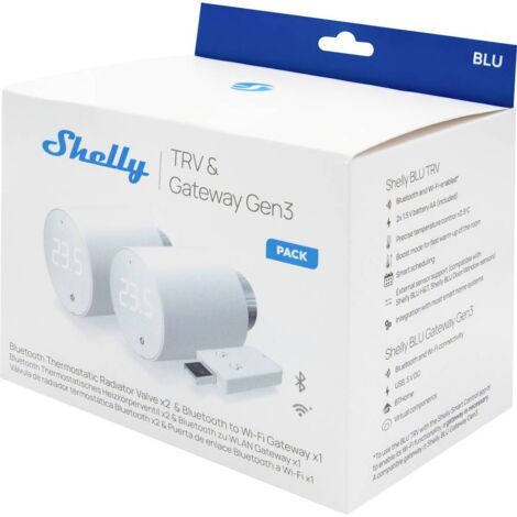 SHELLY LOT DE 2 THERMOSTATS DE RADIATEUR BLUTRV  CONTRÔLE INTELLIGENT BLUETOOTH & WI-FI  CONTRÔLE PRÉCIS DE LA TEMPÉRATURE (± (1/3)