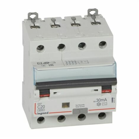 Legrand – Disjoncteur différentiel monobloc 4P 400V – 10kA 20A type AC 30mA – Courbe C – Arrivée haute départ basse à vis