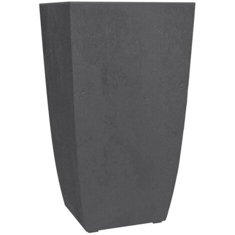 EDA – Pot de fleurs « Diva Basalte » gris – Dimensions 43,5 x 43,5 x 78,2 cm – Bac intérieur amovible – SKU 3210104244 (1/4)