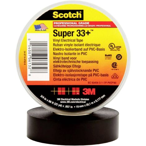 3M – Ruban isolant électrique vinyle noir 19mm x 20m – Haute flexibilité – Résistant à l'humidité et aux UV – Pour conducteurs jusqu'à 600V (1/7)