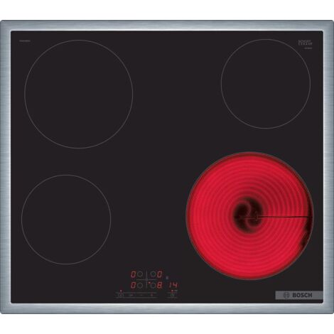 Bosch – Plaque vitrocéramique intégrée 4 zones – Puissance 6600W – Technologie TouchSelect – Design en verre céramique noir – Dimensions 60 x 51.3 cm - PKE645BB2E