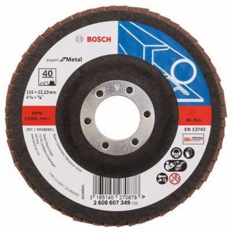 BOSCH 2608607349 PLATEAU À LAMELLES SURFACE DROITE DIAMÈTRE 115 MM GRAIN 40 (1/2)