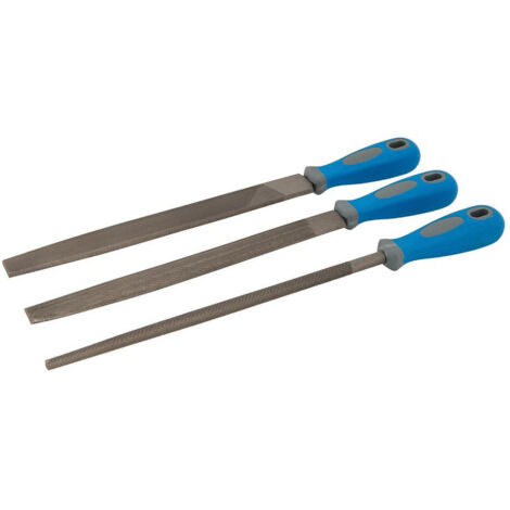 Silverline – Limes demi-douces 3 pcs 250 mm – Pour bois dur et matériaux similaires – Poignées bimatières pour prise confortable