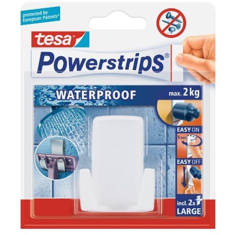 TESA POWERSTRIPS® 59703-00000-00 1 CROCHET PORTE-RASOIR + 2 POWERSTRIPS® WATERPROOF LARGE