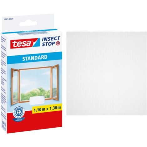 Tesa – Moustiquaire de fenêtre 1300 mm x 1100 mm – Fibre de verre blanc – Installation sans perçage – Résistante aux UV – 1 pièce - W623751 (1/10)