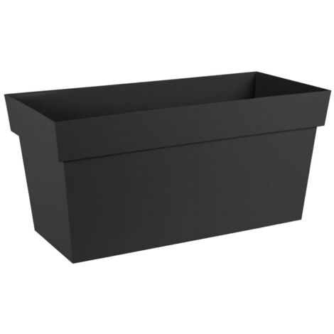 EDA – Jardinière muret à réserve d'eau avec roulettes – 74 L – 79 x 35 x H.39 cm – Gris anthracite – Traitement anti-UV et ingélif (1/6)