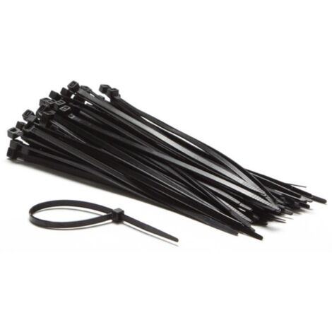 Perel – Colliers de serrage en nylon 4.8 x 200 mm noir – Résistants aux UV – Charge max 23 kg – Lot de 100 – ECTB200