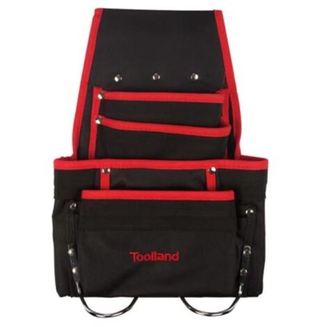 Toolland Porte-outils pour ceinture, nylon, avec 10 poches, 2 boucles à outils, noir/rouge (1/2)