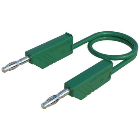 SKS HIRSCHMANN CO MLN SIL 50/1 [ BANANE MÂLE 4 MM - BANANE MÂLE 4 MM] 0.50 M VERT 934091104 (1/3)