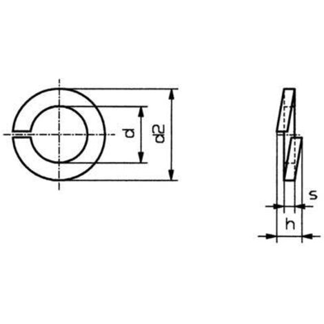 TOOLCRAFT B5 D127:A2K 188667 Rondelle Grower Ø intérieur: 5.1 mm M5 DIN 127 Acier à ressort 100 pc(s) S59382 (1/2)