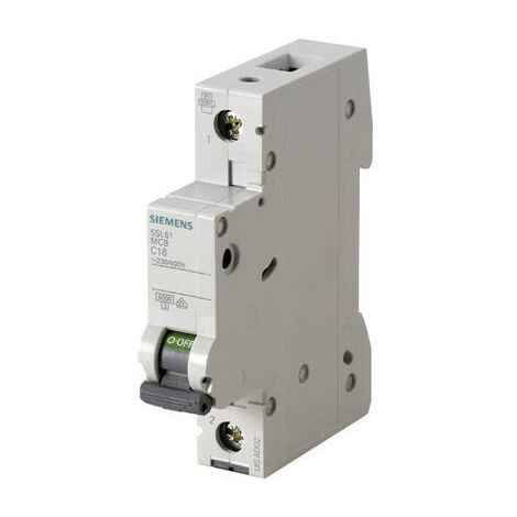 Siemens – Disjoncteur unipolaire 5SL61166 – 16 A B – 230 V, 400 V – Protection contre surcharge et court-circuit – Usage tertiaire (1/2)