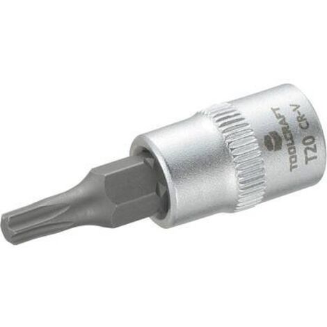 DOUILLE 6,3 MM (1/4'') AVEC PROFIL T T15 TOOLCRAFT 816082 1/4'' (6.3 MM) T20 LONGUEUR 37 MM (1/2)