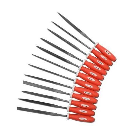 Kit de 12 limes à aiguille 150 mm – Formes plate, ronde, triangulaire – Manche en plastique pour précision – Pour métal et plastique – Donau Elektronik - C94436 (1/4)