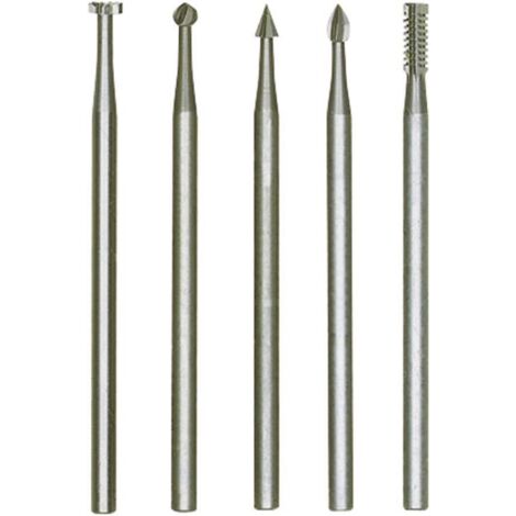 Proxxon – Set de 5 fraises en acier tungstène-vanadium – Tige Ø 2,35mm – Pour fraisage précis du bois dur et tendre, métaux non ferreux, plastique - C58597 (1/4)