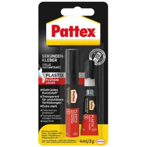 COLLE SPÉCIALE POUR MATIÈRES PLASTIQUES À PRISE RAPIDE PATTEX PSA1C (1/3)