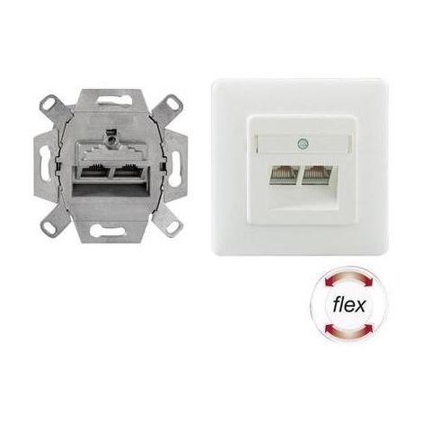 PRISE RÉSEAU ENCASTRÉ INSERT AVEC PLAQUE CENTRALE ET CHÂSSIS CAT 6A 2 PO RUTENBECK 136112070