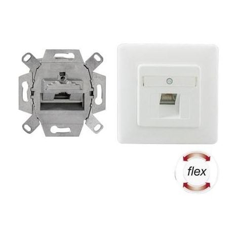 PRISE RÉSEAU ENCASTRÉ INSERT AVEC PLAQUE CENTRALE ET CHÂSSIS CAT 6A 1 PO RUTENBECK 136112030