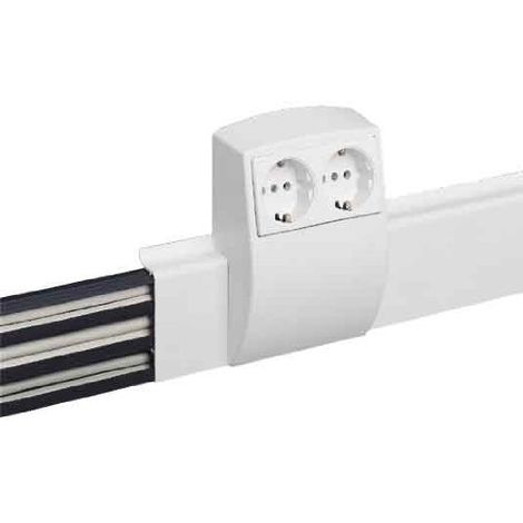 Prise électrique double pour goulotte 50/70mm – PVC rigide sans halogène – Couleur blanc pur RAL 9010 – L22509010 – Tehalit