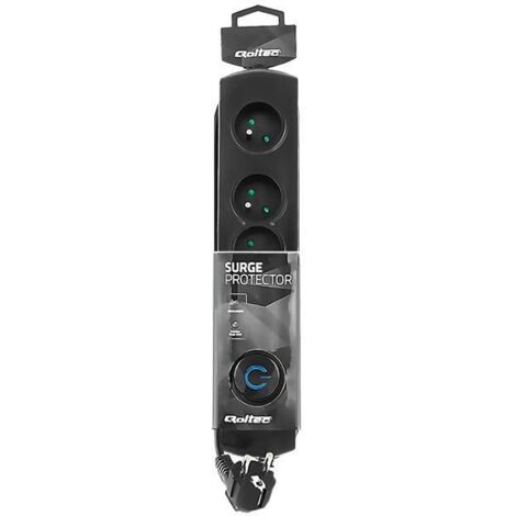 QOLTEC 50104 MULTIPRISE AVEC PARASURTENSEUR, 4 NOIR (1/5)