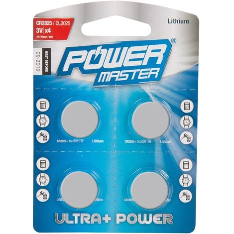 LOT DE 4 PILES BOUTON LITHIUM CR2025 PMASTER 458775