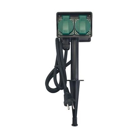 Piquet de jardin avec 2 prises - pour usage extérieur - piquet de terre