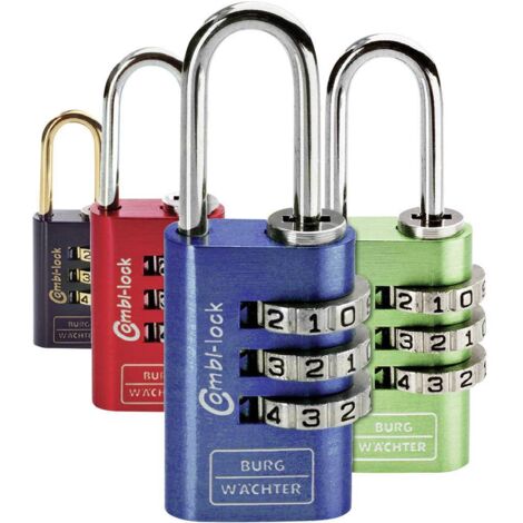 CADENAS AVEC SERRURE À COMBINAISON BURG WÄCHTER 2ER SET DUO 88 20 F SB BLEU, VERT, ROUGE, NOIR 2 PC(S) (1/3)