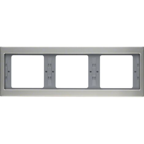 HAGER K5 CADRE 3 POSTES HORIZONTAL ACIER INOXYDABLE (1/3)