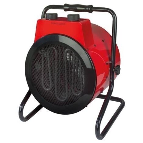 Perel – Chauffage soufflant électrique 3000W – 2 niveaux de chaleur – Thermostat intégré – Protection IP24 – Compact et portable pour ateliers jusqu'à 123 m³