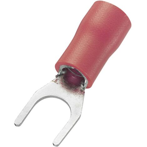 Cosse à fourche TRU COMPONENTS SV1.25-4S 745254 Ø du trou: 4.3 mm 0.50 mm² 1.50 mm² M4 partiellement isolé rouge 100 pc (1/2)